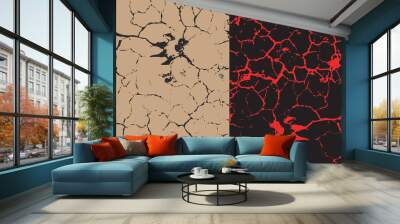 a set of two cracks textures with animal`s trace. Wall mural